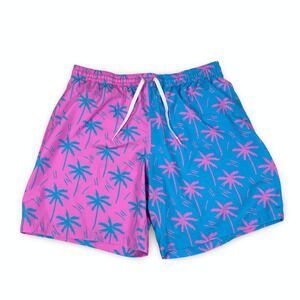 Chubbies Swim Trunk Shorts Men's 2XL XXL Blue Pink Palms The Prince of Prints